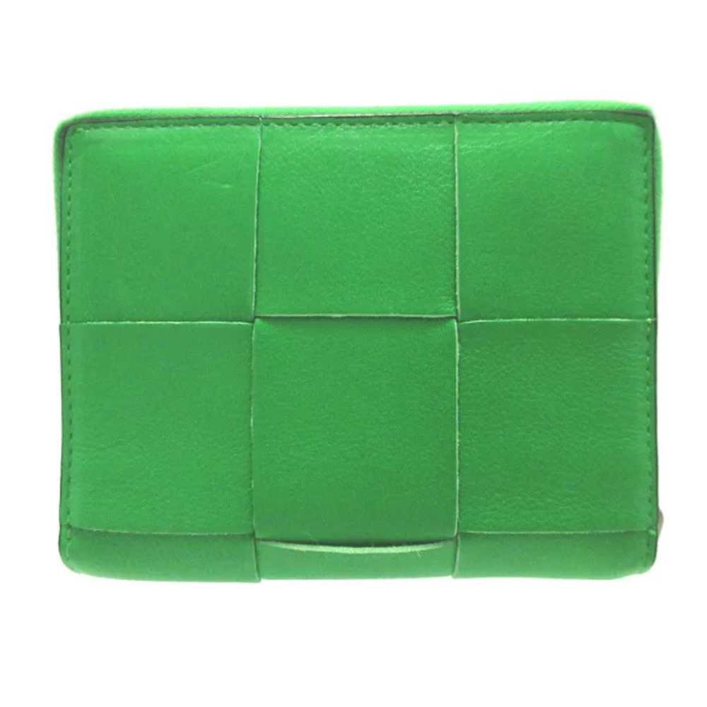Bottega Veneta Cassette Wallet Maxi Green Intrecciato fold Bi Leather Green